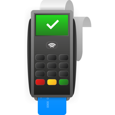 Beyaz arka planda POS Terminali. Onaylanmış uçbirim çalışması.