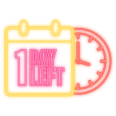 Neon Simgesi. Düz bir şekilde 1 gün afişi kaldı. Her amaç için illüstrasyon.