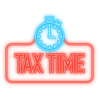 Neon Simgesi. Vergi zamanı kırmızı 3d gerçekçi kağıt konuşma balonu izole edildi.