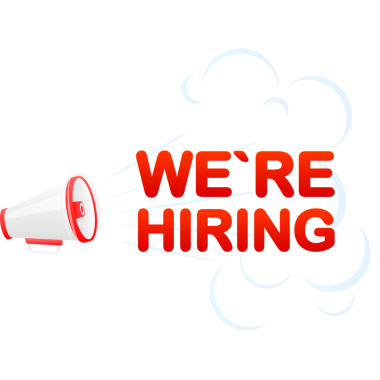 Üzerinde işe alım işareti olan megafon mavisi pankart. resimleme.