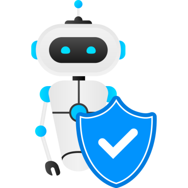 Mavi robotlu düz çizim. Müşteri desteği düz resimleme hizmeti.