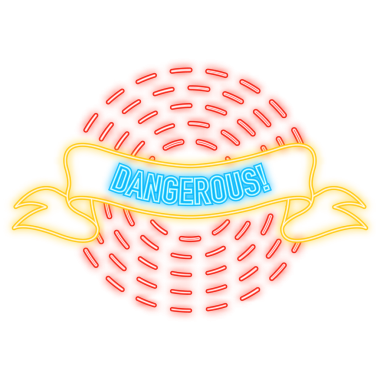 Neon Simgesi. Klasik tarzda tehlikeli bir kırmızı kurdele. resimleme.