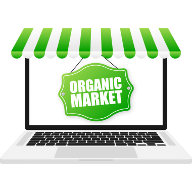 Yeşil organik düşünüyor. Organik pazar. Geri dönüşüm simgesi. Geçmişi. Aşk konsepti.