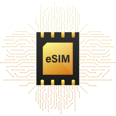 Dijital e-sim çip dijital çip. Modern bir ikon. Beyaz arka plan. Vektör şablonu. İletişim simgesi