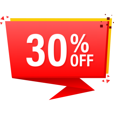 Reklam tasarımı için% 30 indirimli kırmızı daire reklamı. Poster rozeti. İş tasarımı. Vektör illüstrasyonu