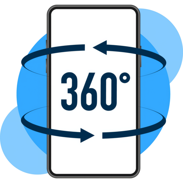 Beyaz arkaplanda 360 derece görünüm simgesi