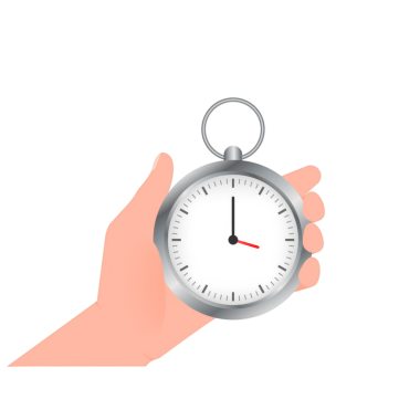 Zamanlayıcıyla el. Vektör düz çizgi film çizimi. Saat simgesi vektörü. Zaman yönetimi. Kronometre simgesi, logo