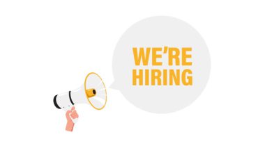 El ele tutuşmanın animasyonu, beyaz ve yeşil ekran arka planında konuşma balonu işe almaktı