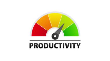 Beyaz ve yeşil ekran arkaplanlarında yukarı doğru hareket eden iğne ile verimlilik göstergesi