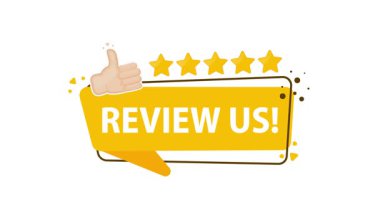 Animasyon afişi, beş altın yıldız ve bir baş parmak işareti, müşteri geribildirimi ve tanıklıklar için ideal bir jestle izleyicileri eleştirileri terk etmeye davet ediyor.