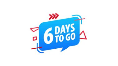 Beyaz ve yeşil ekran arkaplanında izole edilmesi için 6 gün sürecek metin ile geri sayım canlandırması