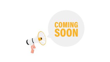 Yakında Beyaz ve Yeşil Ekran Arkaplanı 'nda konuşma baloncuğuyla el ele megafonu.