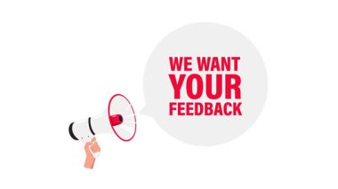 Megafonla el ele tutuşmanın animasyonu. Beyaz ve yeşil ekran arkaplanındaki geri bildirim konuşma balonunu istiyoruz.