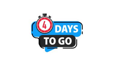 Geri sayım zamanlayıcı animasyonu, promosyon videoları veya pazarlama kampanyaları için ideal dört gün kaldığını gösteriyor