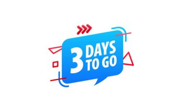 Üç günlük geri sayım pankartı, pazarlama ve reklam için ideal.