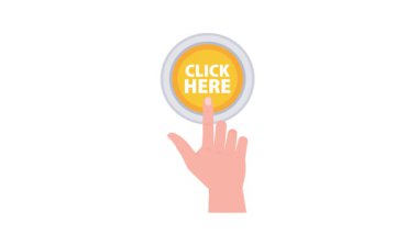 Beyaz ve yeşil ekran arkaplanındaki buraya tıklayan bir elin canlandırması