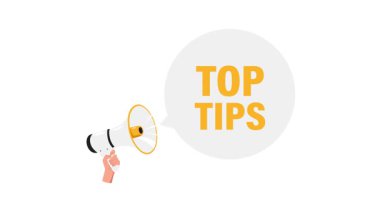 Beyaz ve yeşil ekran arkaplanı üzerinde en üst uç konuşma baloncuğu olan el ele tutuşan megafonun canlandırması