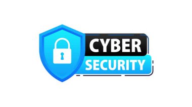 Kalkanı ve kilidi olan siber güvenlik simgeleri beyaz ve yeşil ekranda gösteriliyor