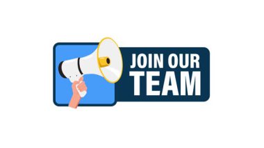 El ele megafon, beyaz ve yeşil ekranda izole edilmiş imza takımımıza katılın.