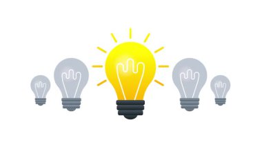 Ampullerden biri daha parlak, beyaz ve yeşil ekran arkaplanlarında izole.