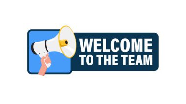 Beyaz ve yeşil ekran arkaplanında izole edilmiş megafonla hoşgeldiniz iletisi