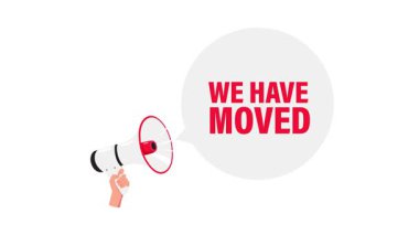 El ele megafon ile beyaz ve yeşil ekran arka planında konuşma baloncuğunu hareket ettirdik.