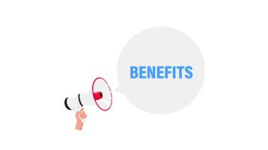 Beyaz ve yeşil ekran arkaplanındaki konuşma baloncuğu ile el ele tutuşan megafonun çizgi film animasyonu