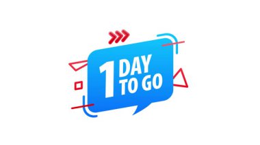 Geri sayım animasyonu bir gün kaldığını gösteriyor, beyaz ve yeşil ekranda izole edilmiş.