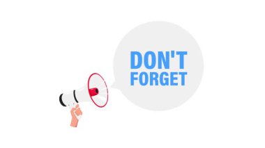 Beyaz ve yeşil ekran arkaplanlarında izole edilmiş bir şekilde konuşma baloncuğu ile megafonu tutan bir elin çizgi film animasyonu