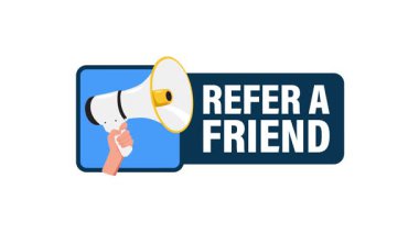 El ele megafon ile beyaz ve yeşil ekran arkaplan üzerine bir arkadaş mesajı referans