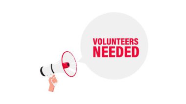 Gönüllü ile el ele tutuşmanın animasyonu beyaz ve yeşil ekran arkaplan üzerinde konuşma balonu gerekli