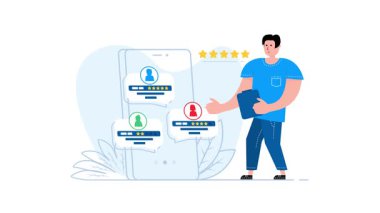 En iyi adayı seçen oyuncu, akıllı telefondaki çevrimiçi değerlendirmeleri ve reytingleri kontrol ediyor