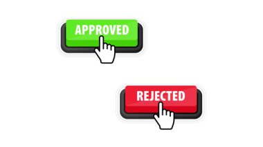Animated buttons showing approved and rejected being clicked by a mouse cursor