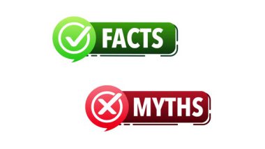 Animated banners comparing facts and myths, isolated on white background and with a green screen version