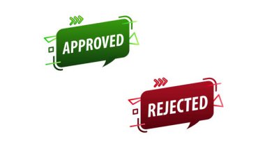 Approved and rejected buttons appearing on a white background with a final blue screen version