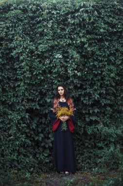 Ormanda duran güzel kara elf prensesi. Fantezi cadı..