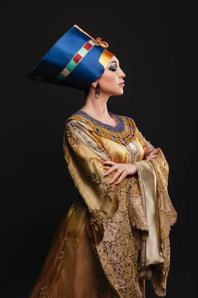 Krásná Žena Hnědýma Očima Večerním Make Upem Obrazu Královny Kleopatry — Stock fotografie