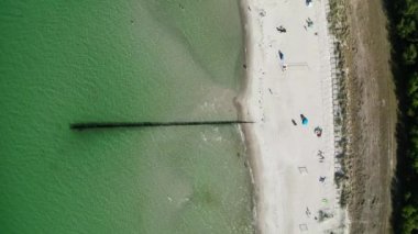 Groynes, Zingst, Mecklenburg-Batı Pomerania, Almanya 'daki plajda