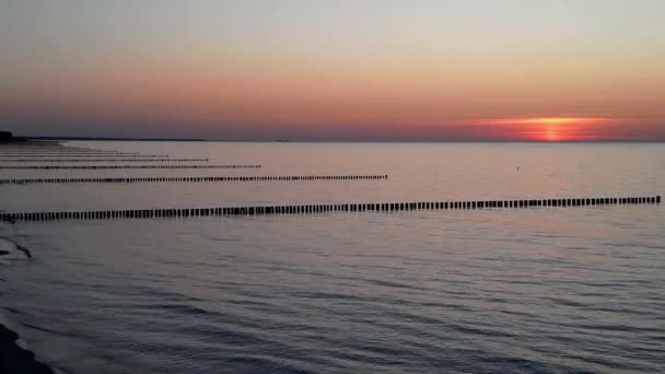 Zingst Sahili Nde Günbatımı Darss Almanya — Stok video