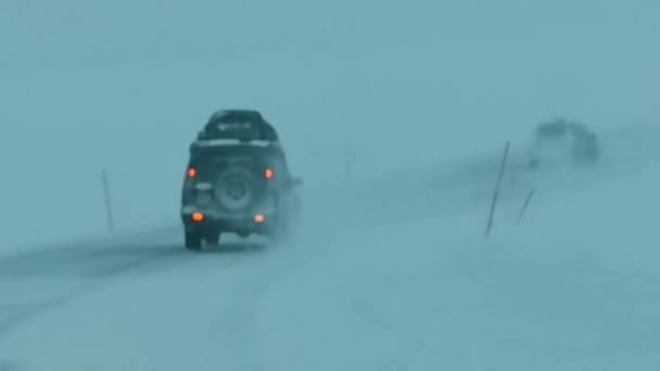 Rij Konvooi Laatste Tot Noordkaap Noorwegen Winter — Stockvideo