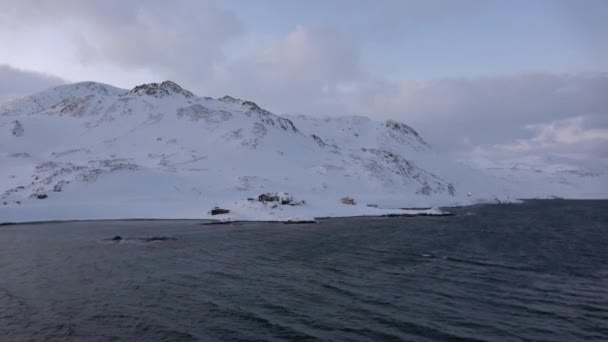 Пейзаж Зимой Пляже Honningsvag Дороге E69 Острове Маджероя Норвегии — стоковое видео