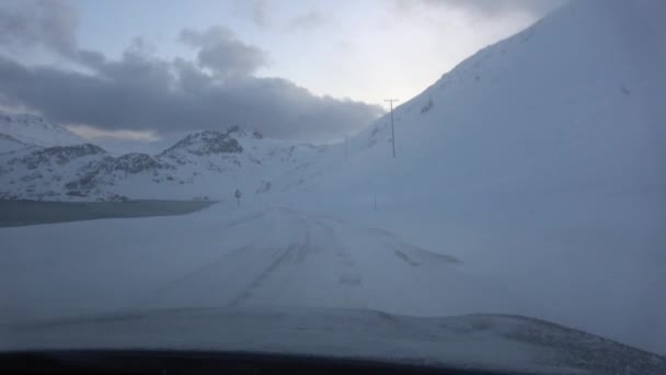 Kjører Vinteren Lunsjtid E69 Motorveien Mellom Honningsvag Strand Honningsvag Mageroya – stockvideo
