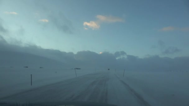 Driving Winter E69 Highway Skaidi Rafsbotn Norway — Stock Video