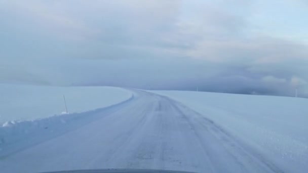 Winterrit E69 Tussen Honningsvag Konvoi Meeting Point Tot Aan Noordkaap — Stockvideo