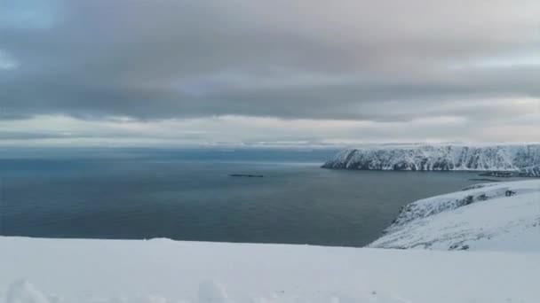 Kör Konvoj Sista Upp Till Nordkap Norge Vintern — Stockvideo