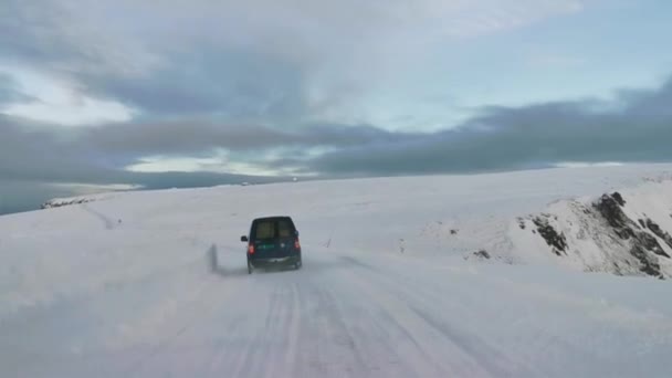 Konvoi Die Letzten Hinauf Zum Nordkap Norwegen Winter — Stockvideo