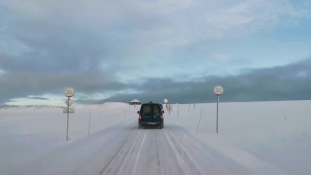 Dirija Comboio Últimos Até Cabo Norte Noruega Inverno — Vídeo de Stock