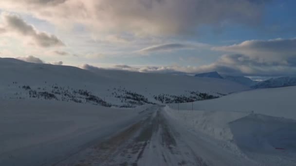 Autofahren Winter Auf Der Zwischen Alta Und Olderdalen Norwegen — Stockvideo