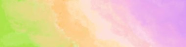Pastel mor, pembe, turuncu, sarı ve yeşil renklerde gradyan yatay pankart. Soyut gün doğumu / gün batımı renkleri