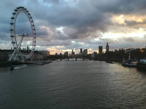 Londons Skyline Über Der Themse Mit Dem Londoner Auge — Stockfoto